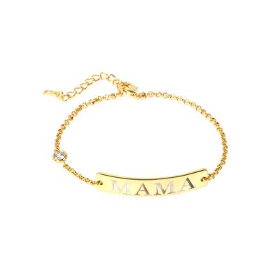 China Wuzhou LS TRENDY Jewelry Wholesale 18k Gold Plated Custom Name MOM Round CZ Bracelet For Women for sale