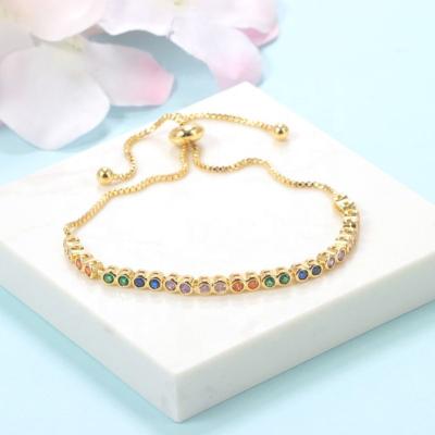 China Fashion Wuzhou LS Jewelry Hand Factory Semicircle Rainbow CZ 18k Gold Jewelry Girl Woman Bracelet for sale