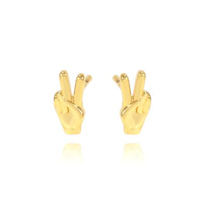 China Wholesale Wuzhou FASHIONABLE Jewelry Women Stainless Steel 14K Gold Earrings Hand Shape Stud Earrings LS for sale