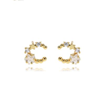 China Wuzhou LS cute jewelry wholesale minimalist stud earrings star shape simple gold plated stud earrings for sale