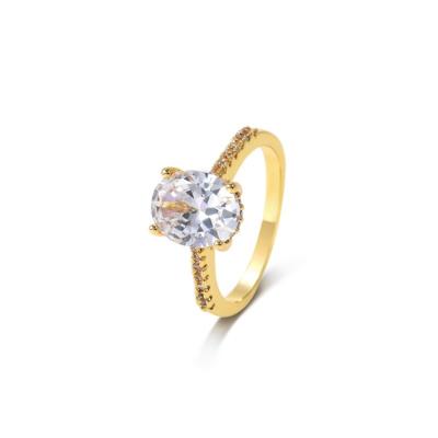 China Wuzhou LS Jewelry Latest FASHIONABLE Oval CZ Diamond Ring 14k 18k Gold Plated Ring With Wholesale Price for sale