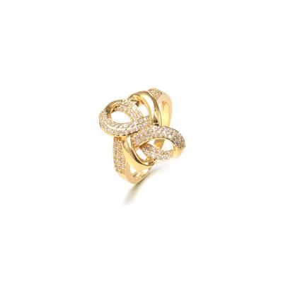 China Wholesale Popular CZ Ring Fancy Ring Jewelry Knot 18K Yellow Gold Rings From Wuzhou LS CLASSIC Jewelry for sale