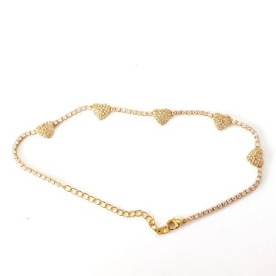 China Wholesale Heart Crystal Tennis Jewelry Charm Zircon Diamond Hiphop Wuzhou LS Jewelry Fashion Chain Anklet for sale