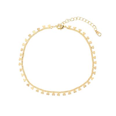 China Wuzhou LS Cute Jewelry Wholesale New Fashion 18k Gold Plated Heart Shaped Bracelet Anklet Chain For Women for sale