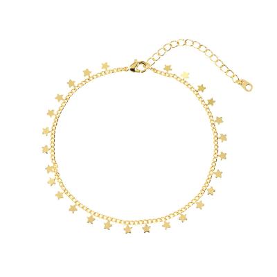 China Wuzhou LS Cute Jewelry Wholesale New 18k Gold Plated Bracelet Fashion Star Shaped Anklets For Women for sale