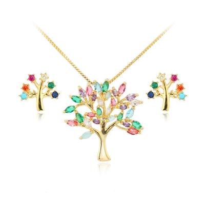 China TRENDY Hot Selling Tree Fashion Jewelry Necklace Earrings Wuzhou LS Zircon Crystal Jewelry Sets for sale