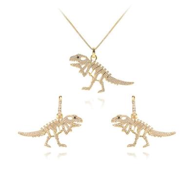 China FASHIONABLE Wholesale Cubic Zirconia 18k White Gold Plated Jewelry Animal Dinosaur Jewelry Sets From Wuzhou LS for sale