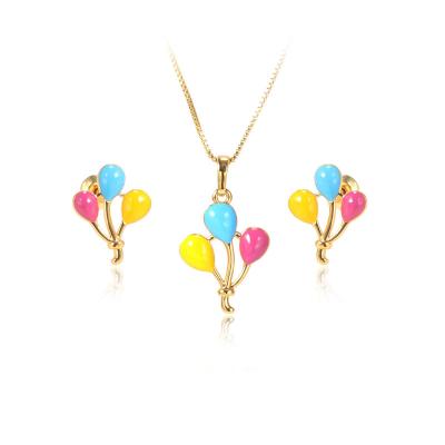 China Wuzhou LS Jewelry Wholesale Price New Design CLASSIC Gold Plated Balloon Necklace Jewelry Sets for sale