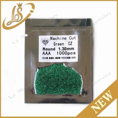 China Wholesale 1.30mm Fire AAA CZ Machine Cut Color Or Green Nano Zircon Gems Set For Jewelry for sale