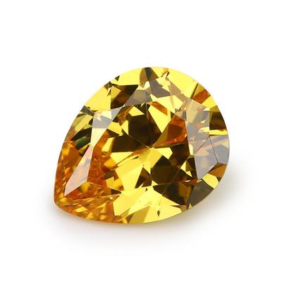 China Zircon CZ Stone Yellow Color Pear Shape Factory Jewelry Wholesale Pleochroic/Pleochroism Wuzhou LS Loose Gemstones for sale