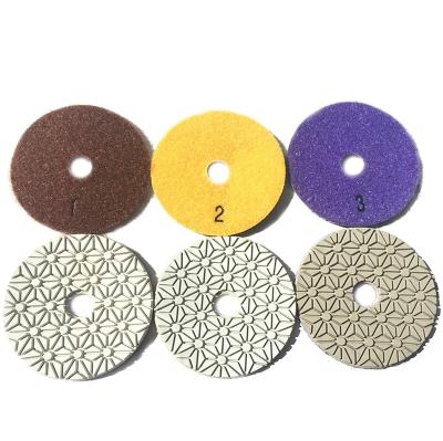 China 4 Inch Diamond 3 Step Wet Polishing Wet Polish Pad For Granite Marble for sale