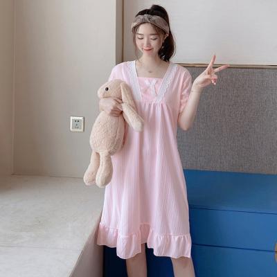 China 2022 New Design Cute Women Pajamas QUICK DRY Polyester Nightgown Lace Set Cartoon Long Sleeves Pijamas Fancy Sleepwear For Girls for sale