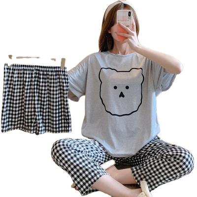 China High Quality Summer QUICK DRY Women Print Home Clothes Sleep Wear Ladies Short Sleeve Pajamas For Women Set for sale