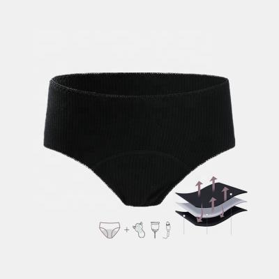 China Intiflower Anti-Static 9082 Girl Ribbed Menstrual Briefs Physiological Briefs 4 Layer Best Underwear Leakproof Period Panties For Women for sale