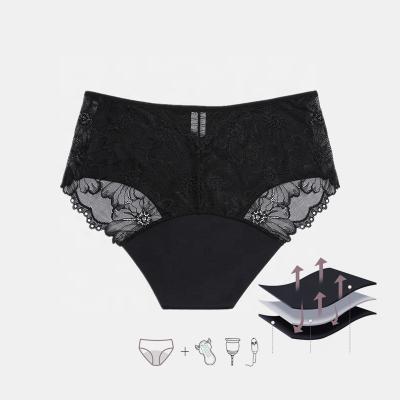 China INTIFLOWER 013 Anti-Static Wholesales 4 Layers Leakproof Physiological Sexy Period Underwear Ladies Women Menstrual Panties Lace Leakproof for sale