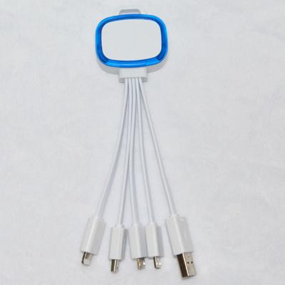 China Best Selling Mobile Phone All in One Charging Cable LED Logo Multifunction 5 in1 USB Fast Charger Cable Custom Luminous Gift for sale