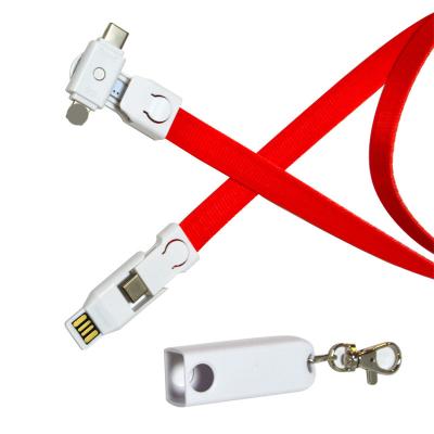 China New Wholesale Cell Phone 2020 Cheapest Multi USB Charging Cable High Quality 4 in 1 Line Neck Charger Cable USB Cable Lanyard Cord for sale