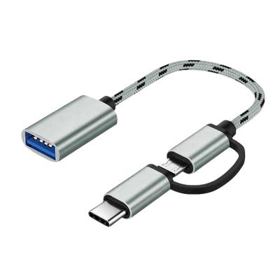 China Mobile Phone 2 In 1 Type C / Micro USB OTG USB Cable for sale