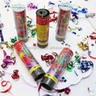 China Eco - Friendly Spring Compressed Air Party Popper And Transparent Spray Fireworks Tube With Different Confetti for sale