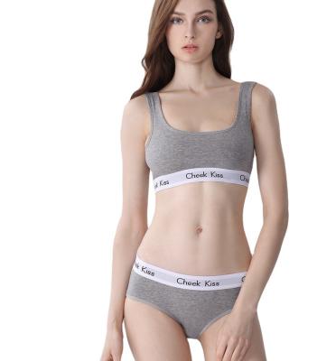 China Breathable Custom Women Logo Knit Letter Sexy Bra And Panties Custom Size Bra Set Sports Women Bra And Panty Sets for sale