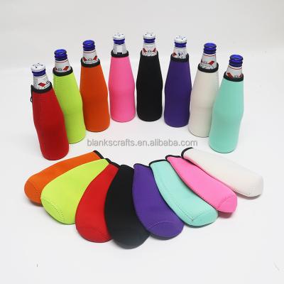 China Reusable Waterproof Thick Neoprene Insulated Zipper Stubby Beer Bottle Cooler Sleeves Bottle Sleeve Cover For Party for sale