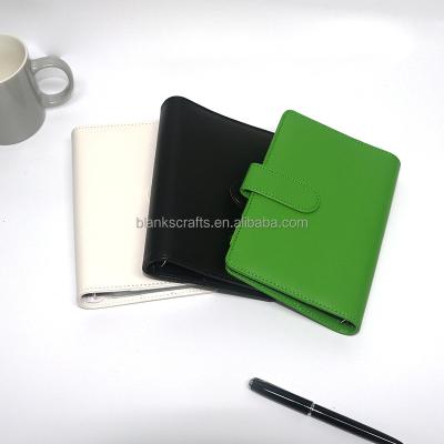 China Magnetic Ready to Ship Custom PU Leather A6 Notebook Budget Planner Binder with Zipped Plastic Bag for Money Saving for sale