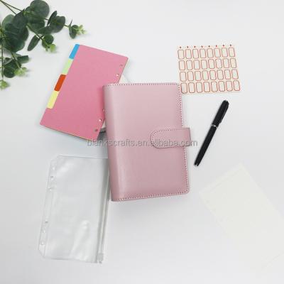 China PU A6 Budget Binder Magnetic Multicolor Leather Planner 6 Ring Binder Loose Leaf Bags with Budget Binder Envelopes for sale