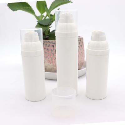 China Hot Selling White Airless Bamboo Cosmetic Airless Bottle Child Safe 30ml Pump Good Quality for sale