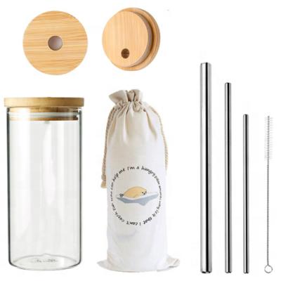 China 2020 Popular Clear Reusable Wide Mouth Reusable Glass Tumbler Boba Straw Sustainable Drinking Cups for sale