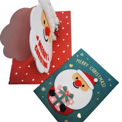 China Wholesale Europe Custom Printing Personalized Santa Claus Holiday Merry Christmas Greeting Cards for sale