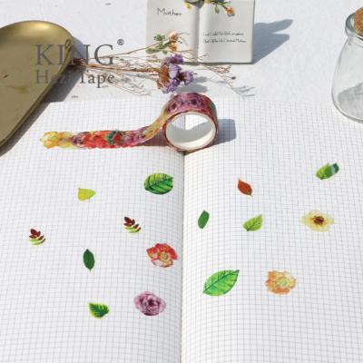 China Waterproof DIY Planner Craft Make Colorful Flower Pattern Stickers Label Custom Printed Washi Tape for sale