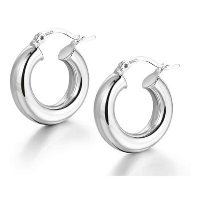 China Vintage 925 Sterling Silver Thick Hoop Earrings For Women for sale