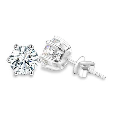 China 925 Sterling Silver TRENDY Round Shape Diamond Cubic Zircon Stud Earrings for sale