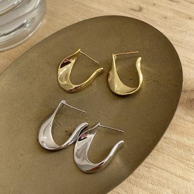 China Celi Vintage FASHIONABLE French Style 925 Sterling Silver Simple U Shaped Hoop Earrings for sale