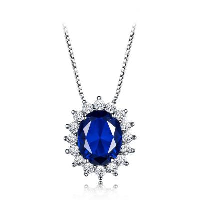 China Trendy 925 Sterling Silver Sunflower Cubic Zircon Gemstone Pendant Necklace for sale