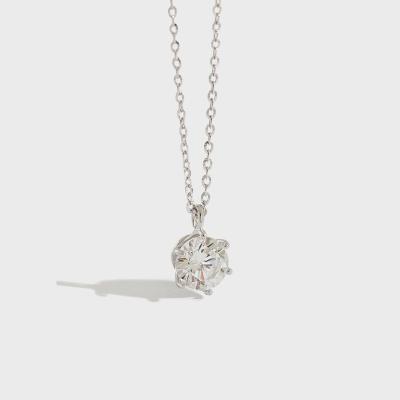 China Fashionable Cubic Zircon Solitaire Round CZ Wedding Pendant Necklace 925 Sterling Silver for sale