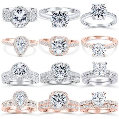 China FASHIONABLE 925 Sterling Silver Engagement Wedding Diamond Zircon Rings Set Jewelry for sale