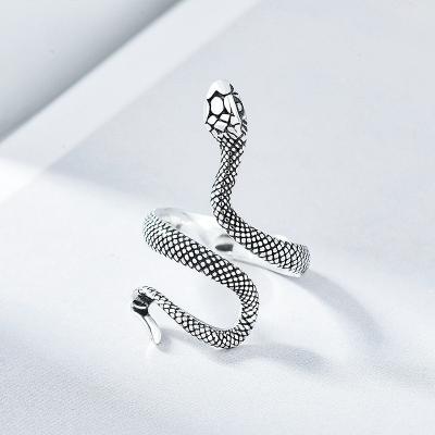 China Vintage 925 Sterling Silver Vintage Snake Open Adjustable Rings for sale