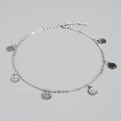 China FASHIONABLE Sterling Silver Body Jewelry Women's Anklets 925 Smile Charms Anklet for sale