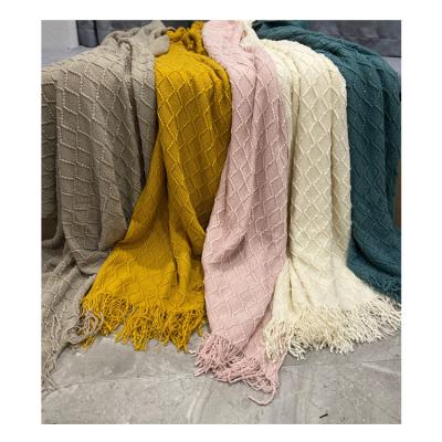 China Anti-bacteria Hot Selling Luxury Solid Color Super Soft Knit Throw Blanket for sale