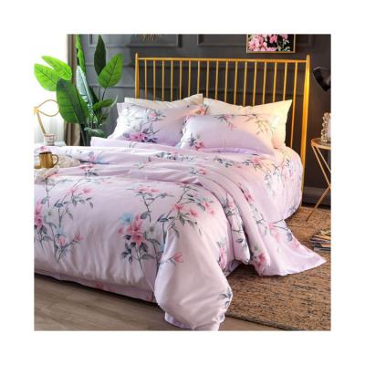 China Cool Printed Luxury Ice Silk Fabric Bedding Set for sale