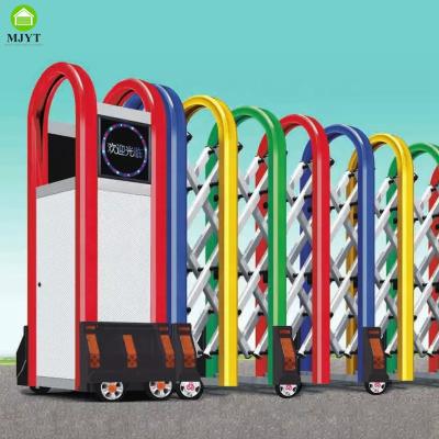 China Easily Assembled Scissor accordion remote control gate automated Colorful sliding gate for sale