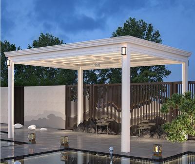 China Windproof Modern Automatic Patio Gazebo Outdoor Arches Bioclimatic Aluminium Pergola Opening Louvred Roof for sale