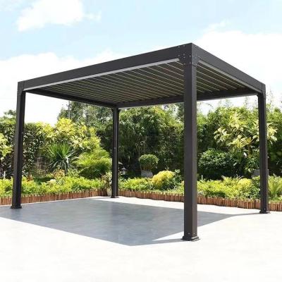 China Windproof Outdoor Louvered Pergola 10' x 13' Aluminum Outdoor Deck Garden Patio Gazebo with Adjustable Roof for sale