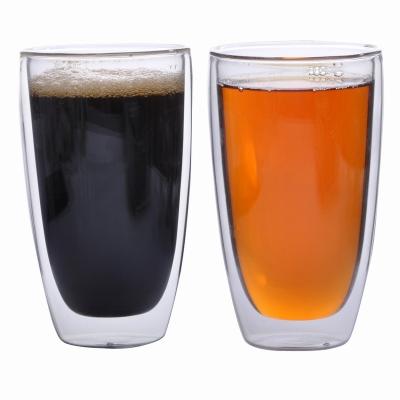 China Modern Borosilicate Glass Double Wall Glass Cups Cold&Hot Double Wall Glass Cup for sale