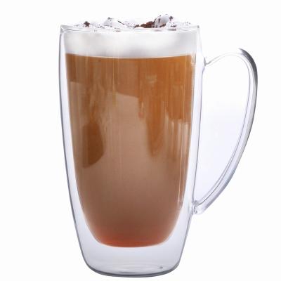 China Viable PROVIDE DOUBLE LAYER GLASS! double wall glass mugs and coffee mugs, clear transparent glass coffee mugs and cups for sale