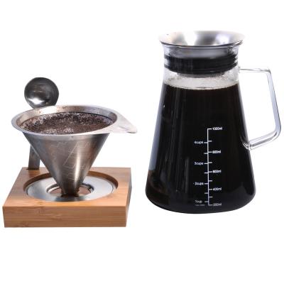 China Aslife 1200ml borosilicate glass coffee viable pot with 18/8 stainless steel smart lid for sale