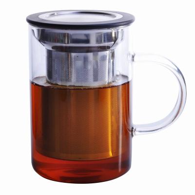 China GREEN TEA viable! glass tea cup jar in one infuser / tea cup with lid for sale