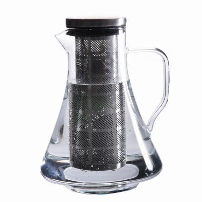 China Sustainable Glass Water Pitcher With Lid And Fruit Infuser Borosilicate Glass Carafe1200ml L Capacity - Stainless Steel Lid And Infuser for sale