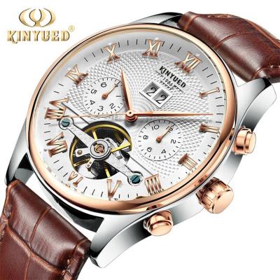 China Top luxury custom logo business automatic mechanical date watch KINYUED men waterproof sport wristwatches dropshipping for sale